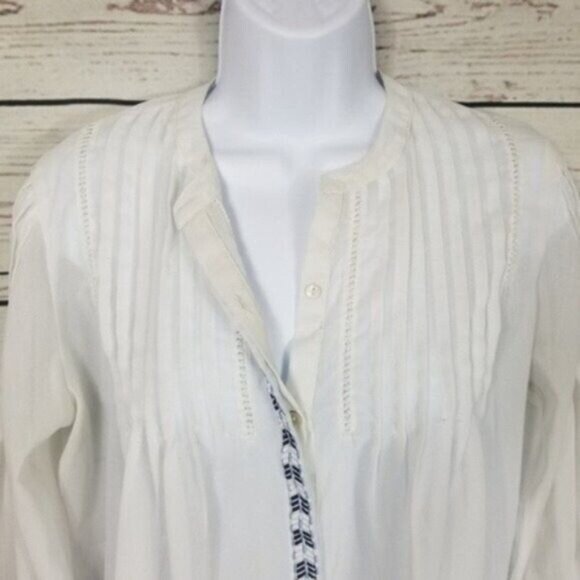 Charming Charlie Womens White Sheer Button Up Peplum Blouse Top Shirt Size M - Picture 3 of 7